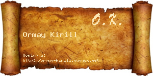 Ormay Kirill névjegykártya